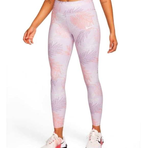 Nike Pants - 🏷️NIKE Dry-Fit One Luxe Women's Mid-Rise 7/8 Floral Leggings Purple Size L